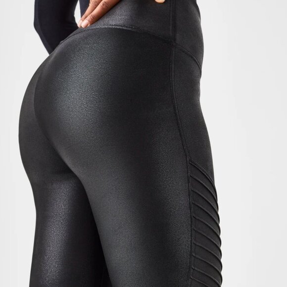 NWT SPANX Moto Shaping Faux Leather Leggings Pants Spanx Shapewear - Picture 1 of 15